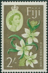 Fiji 1962 SG319 2/- yellow-green, green and copper White Orchid QEII MLH