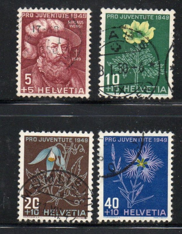 Switzerland Sc B187-90 1949 Alpine Flowers Pro Juventute stamp set used