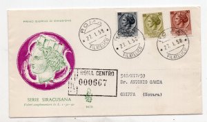 Syracuse Lire 1, 50 and 90 on envelope FDC Venetia club Venezia