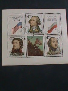 ​POLAND 1975 SC#2122 BICENTENARY OF AMERICAN REVOLUTIONARY CTO S/S SHEET- VF