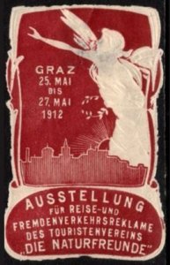 1912 Austria Poster Stamp Travel And Tourist Advertising Exhibition Graz