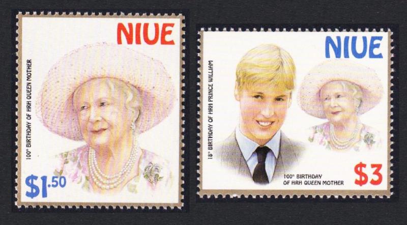 Niue William and Queen Mother Birthdays 2v SG#879-880 SC#746-747