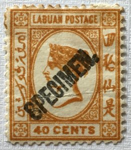 1896 LABUAN QV 40c opt with SPECIMEN SG#57s with faults M5169