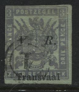 Transvaal 1877 3d overprinted VR Transvaal used (JD)