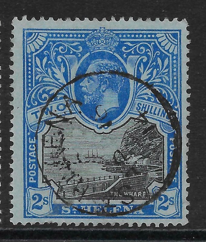 ST.HELENA SG80 1912 2/= BLACK & BLUE ON BLUE USED