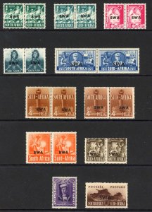 South West Africa SG114/22 1941 War Effort inc the 2 listed Shades U/M Cat 78.50