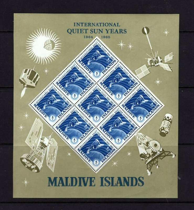 Maldive Islands  #147-50  (1965 Quiet Sun Year set in sheets of 9 ) VFMNH CV $18