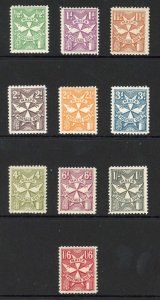 Malta SGD11/20 1925 Post Due Set of 10 M/M Cat 35 pounds