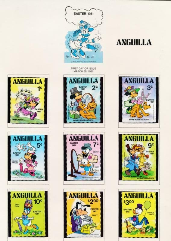 DISNEY ANGUILLA 432-442 MINT NH EASTER 1981