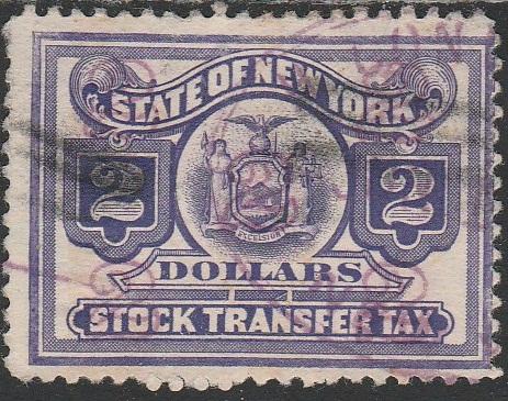 New York Stock Transfer Tax - $2.00 used f-vf.