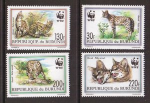 Burundi  #681-684   MNH  1992  World Wildlife Fund