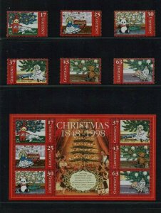 Guernsey: 1998, Christmas, 150th Anniversary of Christmas Tree MNH set + M/sheet 