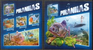 Sierra Leone 2017 Marine Life Fishes Piranhas sheet + S/S MNH