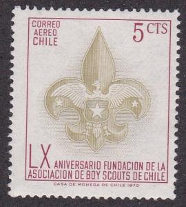 Chile # C311, Scouting Emblem, Hinged, Pencil # on Back