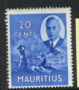 MAURITIUS;  1950 early GVI issue fine Mint hinged 20c. value