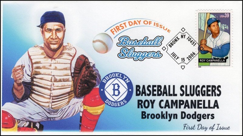 AO-4080-1, 2006, Baseball Sluggers, Roy Campanella, FDC, Add-on Cachet. Digital