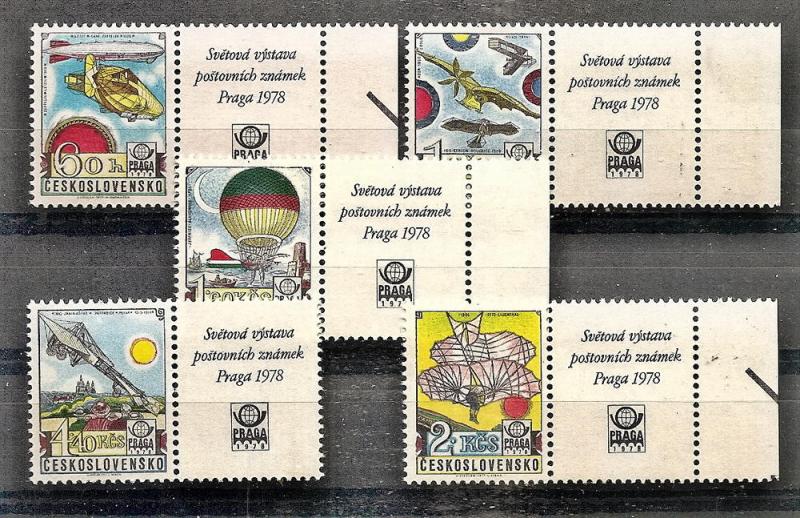 Czechoslovakia C 89-93 MNH 1977 History of Aviation Pair ...