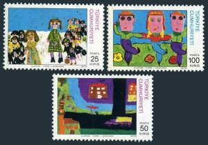 Turkey 2000-2002,MNH.Michel 2351-2353. Children's paintings,1975.