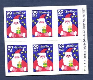 2873 29c Santa Clause booklet w/plate # VF/MNH/OG