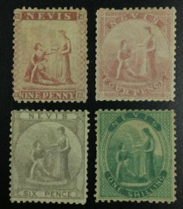 MOMEN: NEVIS SG #1-4 1862 P13 UNUSED £790 LOT #62025