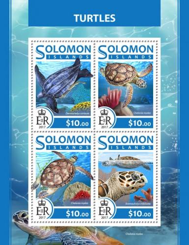 SOLOMON ISLANDS - 2017 - Turtles - Perf 4v Sheet - MNH