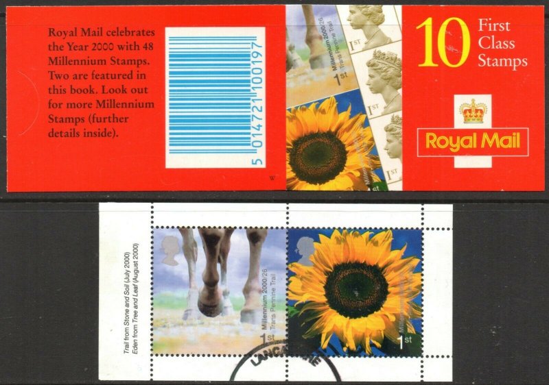 2000 Sg 2153a Booklet Pane with Sg 2157 from Booklet HBA4 Fine Used