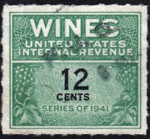 RE125 12¢ Wine Revenue Stamp (1942) Used