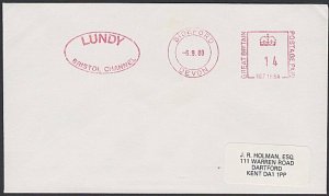 GB LUNDY 1988 cover - Puffin stamp - .......................................F851