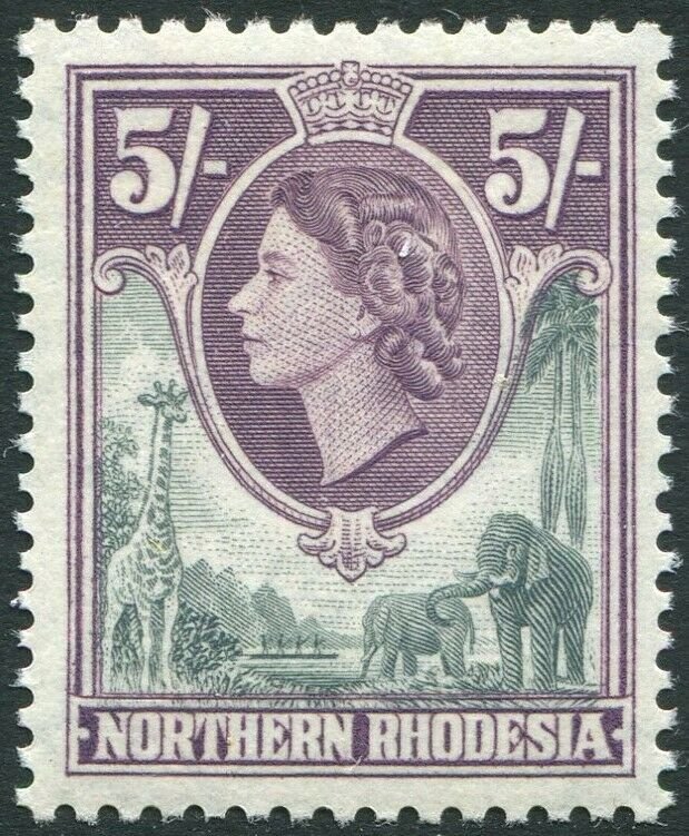 NORTHERN RHODESIA-1953 5/- Grey & Dull Purple Sg 72 UNMOUNTED MINT V35942