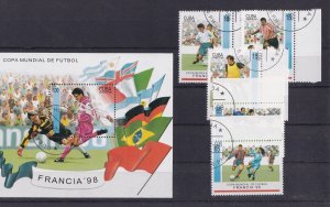 SA19d Caribbean Island 1998 Football World Cup France used stamps + minisheet