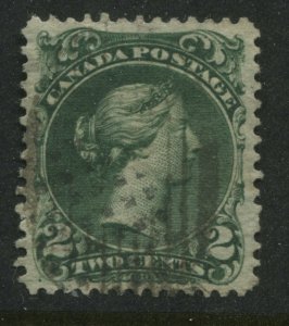 Lovely 1868 Canada 2 cent green Large Queen VF used 