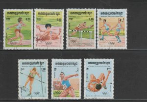 CAMBODIA #488-494  1984 SUMMER OLYMPICS L.A      MINT  VF NH O.G  CTO  a