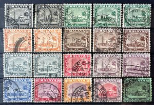 MALAYA SELANGOR 1935-41 20V 1c-50c (part set) with SHADES Used M5588