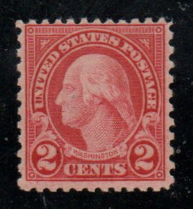 US #579 SCV $70.00 VF mint lightly hinged, wonderful color, freshly broken fr...