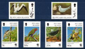 PITCAIRN ISLANDS 1996 Birds/ WWF; Scott 457-62; MNH