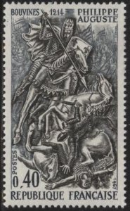 France 1199 (mnh) 40c King Philip II at Bouvines, gray & black (1967)