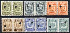 Peru 1934 Essay proof pairs for 10c, 20c, 25c, 1s, 2s &am...