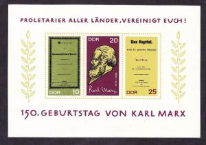 Germany DDR 1006b MNH 1968 Karl Marx Manifesto Souvenir Sheet of 3 Very Fine