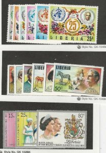 Liberia, Postage Stamp, #641-6 Mint LH, 709-714, 788-790 NH, 1973-77