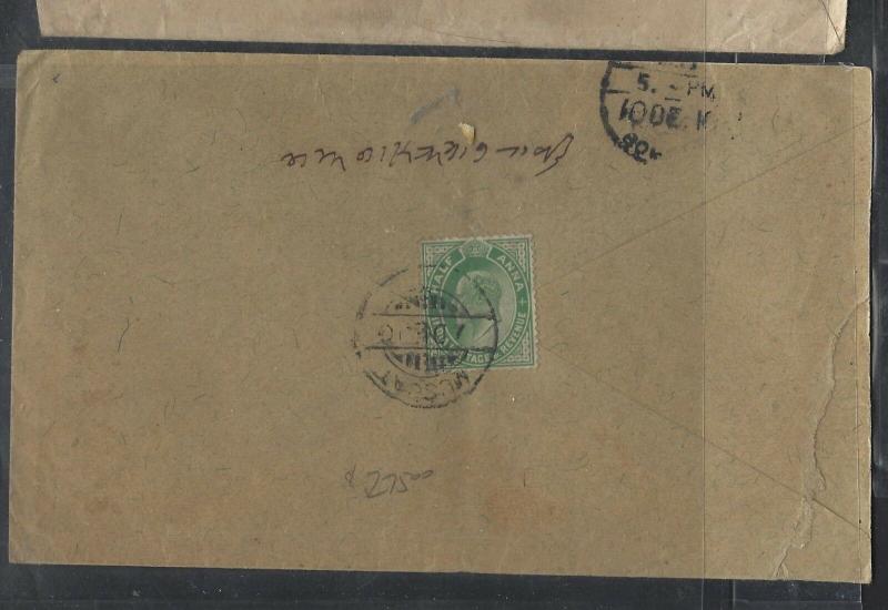 MUSCAT  (P2601BB)  1910  KE 1/2A INDIA MUSCAT TO INDIA