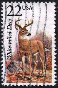 SC#2317 22¢ North American Wildlife: White-tailed Deer (1987) Used