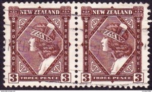NEW ZEALAND 1935 3d Red-Brown Pair SG561 FU