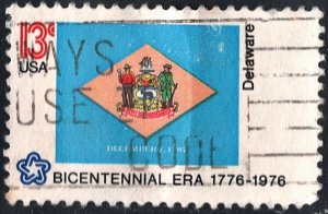 SC#1633 13¢ Bicentennial State Flags: Delaware Single (1976) Used