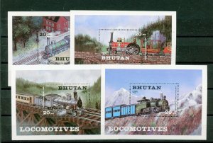 BHUTAN LOCOMOTIVES SCOTT# 428/31 SET OF FOUR SOUVENIR SHEETS MINT NH 