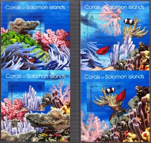 Solomon Islands 2012 Marine Life Corals (2) Fishes 4 S/S MNH