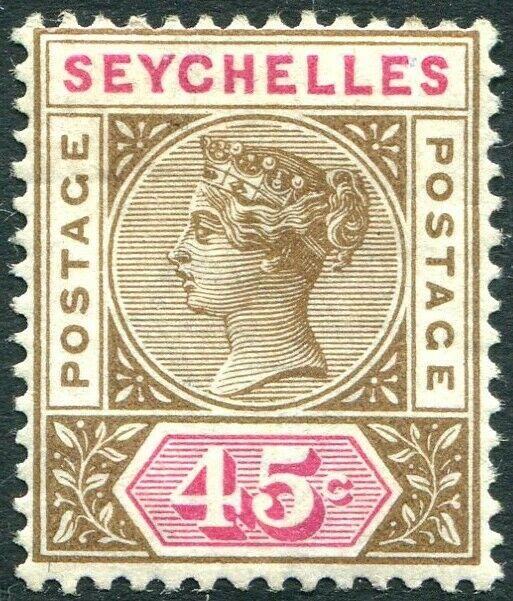 SEYCHELLES-1893 45c Brown & Carmine Sg 25 LIGHTLY MOUNTED MINT V28952