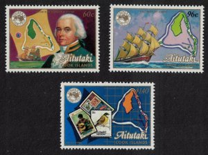 Aitutaki Captain Bligh Ship Map Bird 3v 1984 MNH SG#504-506