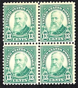 US 622 MNH F 13 Cent Harrison Green Block of 4 Great Color!