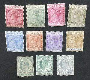 MOMEN: GIBRALTAR SG #9,22-3,25-8,31,46,56,68 MINT OG H LOT #193511-1981