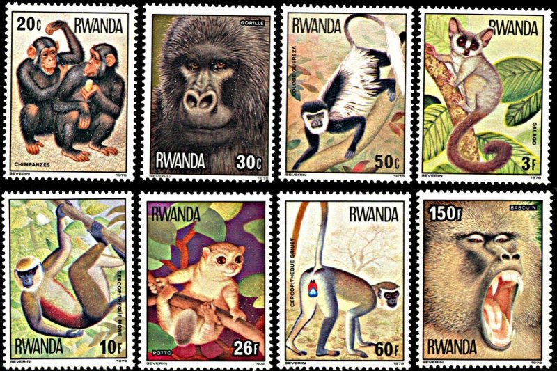 1978 Rwanda 922-929 Fauna - Monkeys  11,00 €